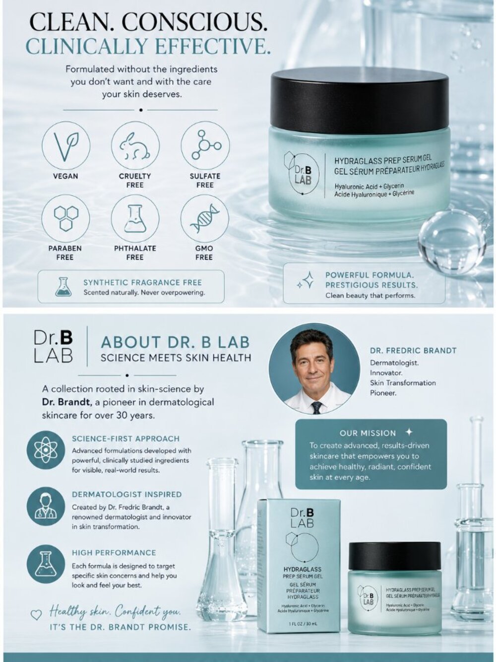 Dr. Brandt Dr. B Lab Hydraglass Prep Serum Gel Hyaluronic Acid 1 oz NIB - Picture 6 of 6